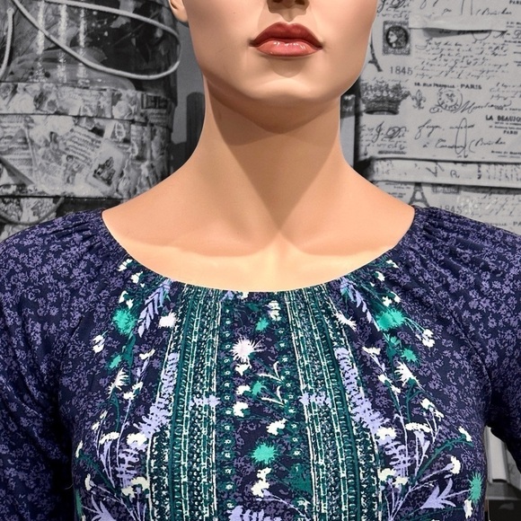 Style & Co Peplum Popover Top Size M. Navy Multi Ruffles at Hem Half sleeves NWT - Picture 8 of 11